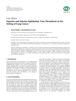 Superior and Inferior Ophthalmic Vein Thrombosis in the Setting of Lung Cancer