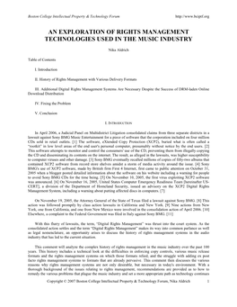 An Exploration of Rights Management Technologies Used in the Music Industry