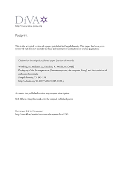 Phylogeny of the Acarosporaceae (Lecanoromycetes, Ascomycota, Fungi) and the Evolution of Carbonized Ascomata