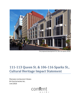 111-113 Queen St. & 106-116 Sparks St., Cultural Heritage Impact Statement