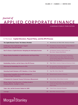 Journal of APPLIED CORPORATE FINANCE a MORGAN STANLEY PUBLICATION