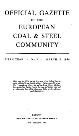 Official Gazette European Coal & Steel Community