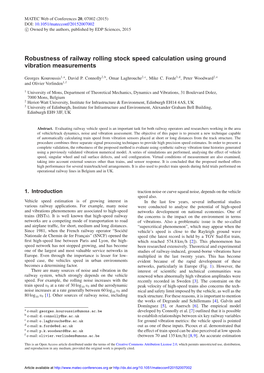 Robustness of Railway Rolling Stock Speed Calculation Using Ground Vibration Measurements