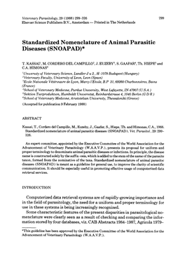 Standardized Nomenclature of Animal Parasitic Diseases (SNOAPAD)*