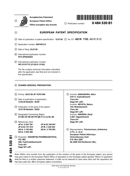 Foamed Aerosol Preparation