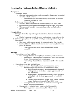 Isolated Dysmorphologies