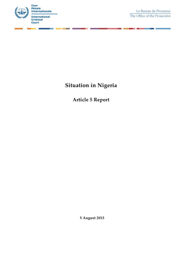 Situation in Nigeria: Article 5 Report