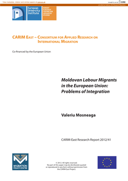 Moldovan Labour Migrants in the European Union: Problems of Integration