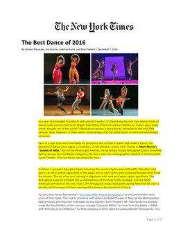 The Best Dance of 2016 by Alastair Macaulay, Gia Kourlas, Siobhan Burke and Brian Seibert | December 7, 2016