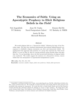 The Economics of Faith: Using an Apocalyptic Prophecy to Elicit Religious Beliefs in the Field∗