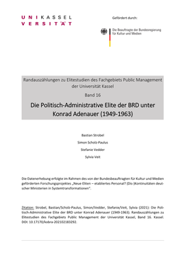 Die Politisch-Administrative Elite Der BRD Unter Konrad Adenauer (1949-1963)