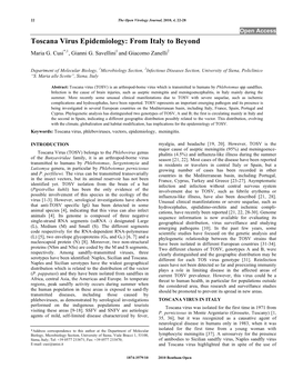 Toscana Virus Epidemiology: from Italy to Beyond Maria G