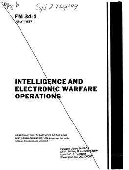 B FM 34-1 IULY 1987 INTELLIGENCE and ELECTRONIC WARFARE