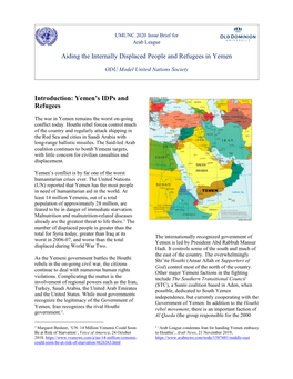 Aiding the Internally Displaced People and Refugees of Yemen