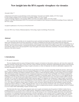 New Insight Into the RNA Aquatic Virosphere Via Viromics