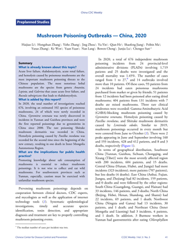 Mushroom Poisoning Outbreaks — China, 2020