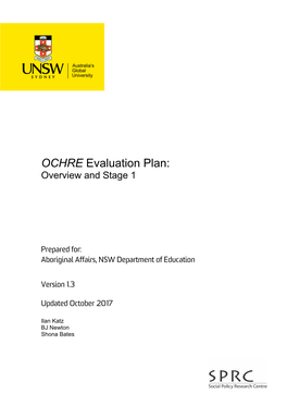 OCHRE Evaluation Plan: Overview and Stage 1