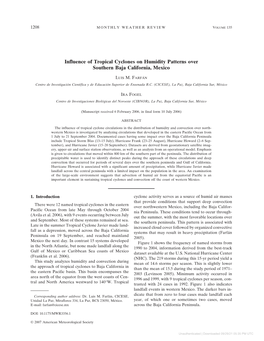 Influence of Tropical Cyclones on Humidity Patterns Over Southern Baja California, Mexico