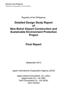 Detailed Design Study Report of New Bohol Airport Construction and Sustainable Environment Protection Project