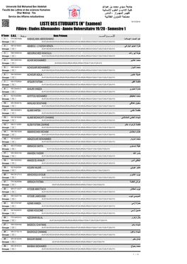 Année Universitaire 19/20 - Semestre 1