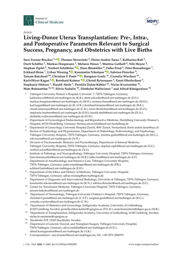 Living-Donor Uterus Transplantation: Pre-, Intra-, and Postoperative Parameters Relevant to Surgical Success, Pregnancy, and Obstetrics with Live Births