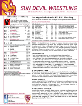 SUN DEVIL WRESTLING SID Contact: Alex Ryan | Alex.Ryan@Asu.Edu | (480) 965-4987 | Thesundevils.Com