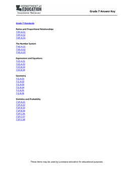 Grade 7 Answer Key