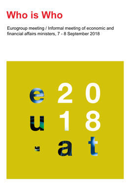 Eurogroup Meeting / Informal Meeting of Economic and Financial Affairs Ministers, 7 - 8 September 2018