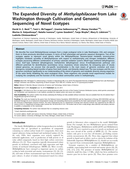 The Expanded Diversity of Methylophilaceae from Lake Washington Through Cultivation and Genomic Sequencing of Novel Ecotypes