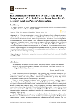 The Emergence of Fuzzy Sets in the Decade of the Perceptron—Lotfi A