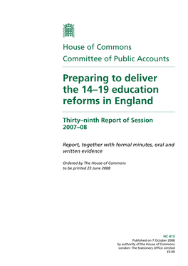 Preparing to Deliver the 14–19 Education Reforms in England