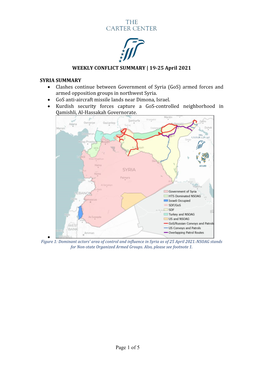 Of 5 WEEKLY CONFLICT SUMMARY | 19 – 25 April 2021