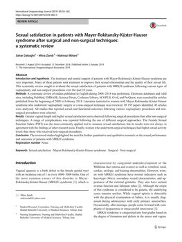 Sexual Satisfaction in Patients with Mayer-Rokitansky-Küster-Hauser Syndrome After Surgical and Non-Surgical Techniques: a Systematic Review