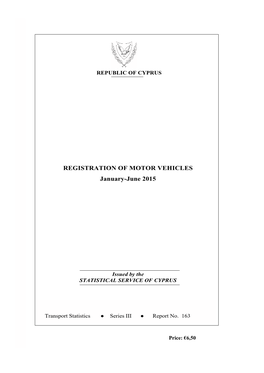 REGISTRATION of MOTOR VEHICLES January-June 2015