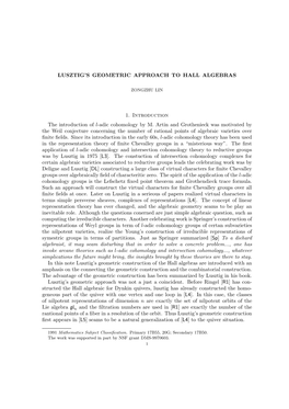 Lusztig's Geometric Approach to Hall Algebras 1