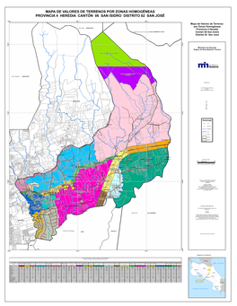 Mapa De Valores De Terrenos Por Zonas Homogéneas Provincia 4 Heredia Cantón 06 San Isidro Distrito 02 San José