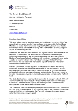 The Rt. Hon. Grant Shapps MP Secretary of State for Transport Great Minster House 33 Horseferry Road London SW1P 4DR Grant.Shapps@Dft.Gov.Uk