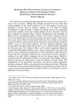 72 H. G. Wells Wrote to Frederick Macmillan That Ann Veronica Was