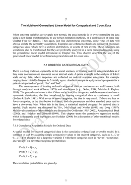 1 7 the Multilevel Generalized Linear Model for Categorical and Count Data When Outcome Variables Are Severely Non-Normal, the U