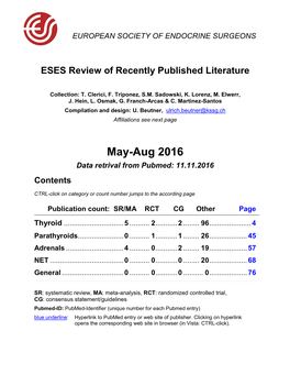 May-Aug 2016 Data Retrival from Pubmed: 11.11.2016 Contents