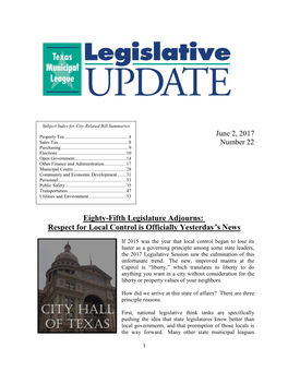 TML Legislative Update Number 22 (PDF)