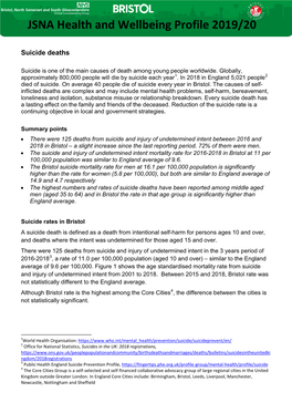 JSNA Health and Wellbeing Profile 2019/20