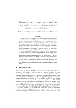 Information Capture and Reuse Strategies in Monte Carlo Tree Search, with Applications to Games of Hidden Information