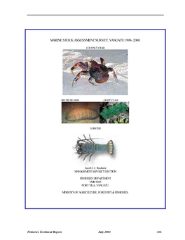 Marine Stock Assessment Survey, Vanuatu 1998- 2000