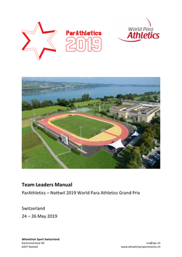 Team Leaders Manual Parathletics – Nottwil 2019 World Para Athletics Grand Prix