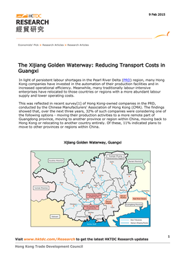 The Xijiang Golden Waterway: Reducing Transport Costs in Guangxi
