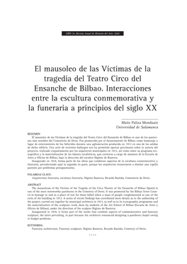 El Mausoleo De Las Víctimas De La Tragedia Del Teatro Circo Del Ensanche De Bilbao