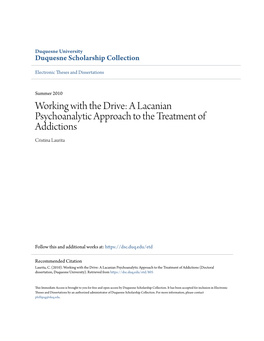 A Lacanian Psychoanalytic Approach to the Treatment of Addictions Cristina Laurita