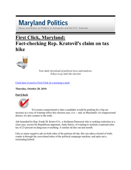 Fact-Checking Rep. Kratovil's Claim on Tax Hike