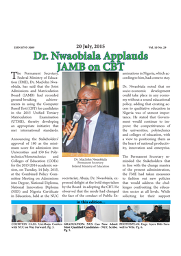 Dr. Nwaobiala Applauds JAMB On